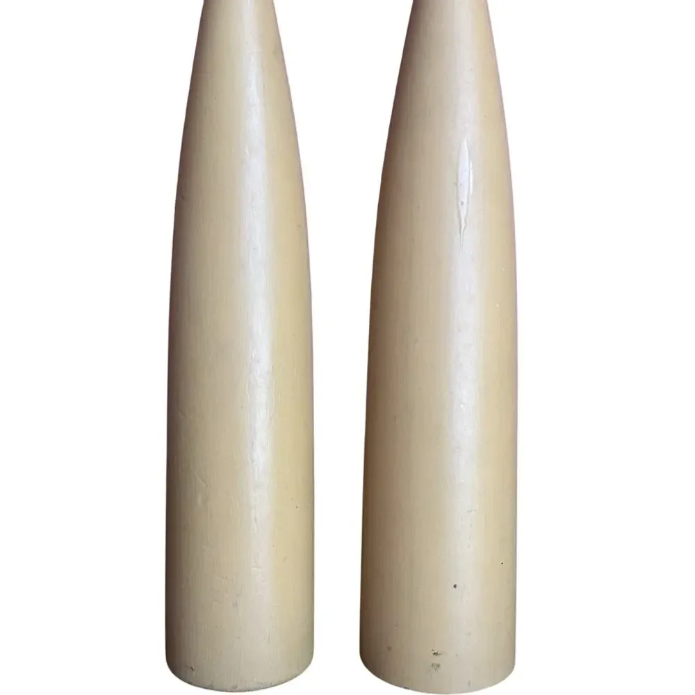 Vintage Danish Modern Wood Candle Holder Pair Made In Denmark MCM Mid Mod